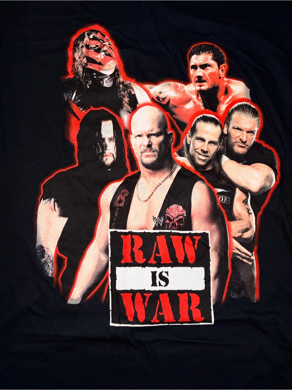 WWE Black Short-Sleeve 'RAW IS WAR' Graphic Tee with Red Accents